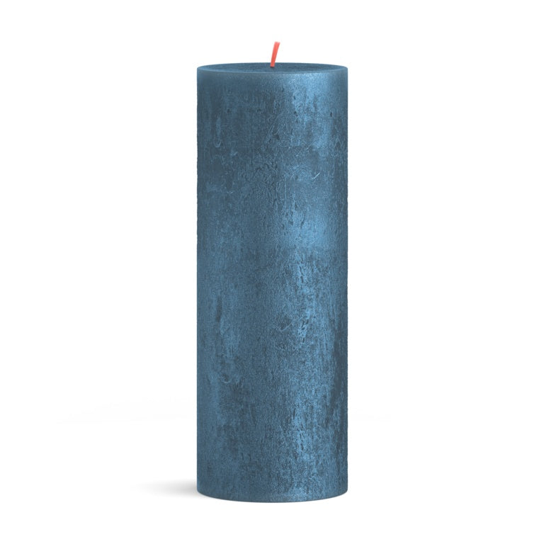 Bolsius Rustic Pillar Candle Shimmer Blue