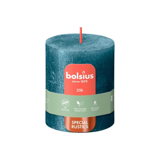 Bolsius Rustic Pillar Candle Shimmer Blue