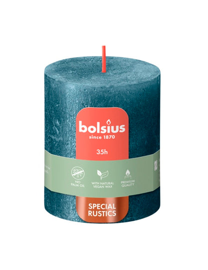 Bougie pilier rustique Bolsius bleu scintillant