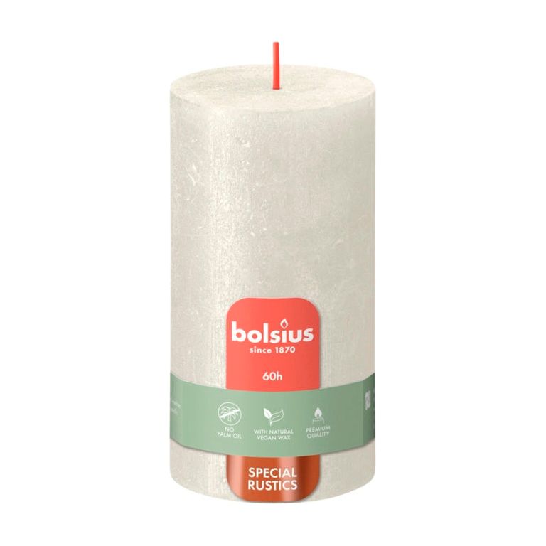 Bolsius Rustic Pillar Candle Shimmer Ivory