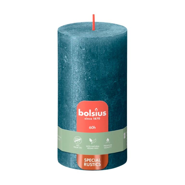 Bolsius Rustic Pillar Candle Shimmer Blue