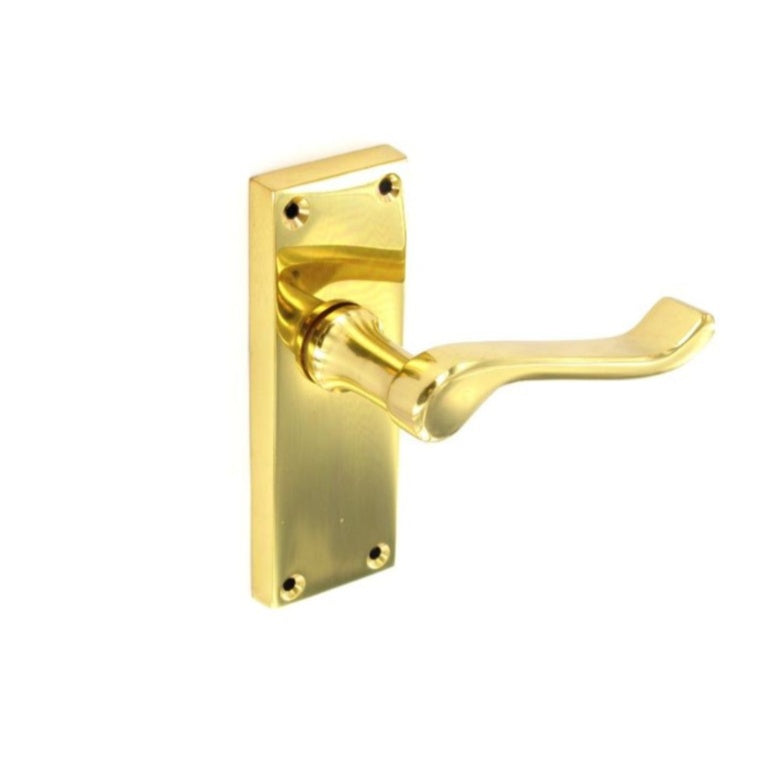 Securit Scroll Brass Latch Handles (Pair)