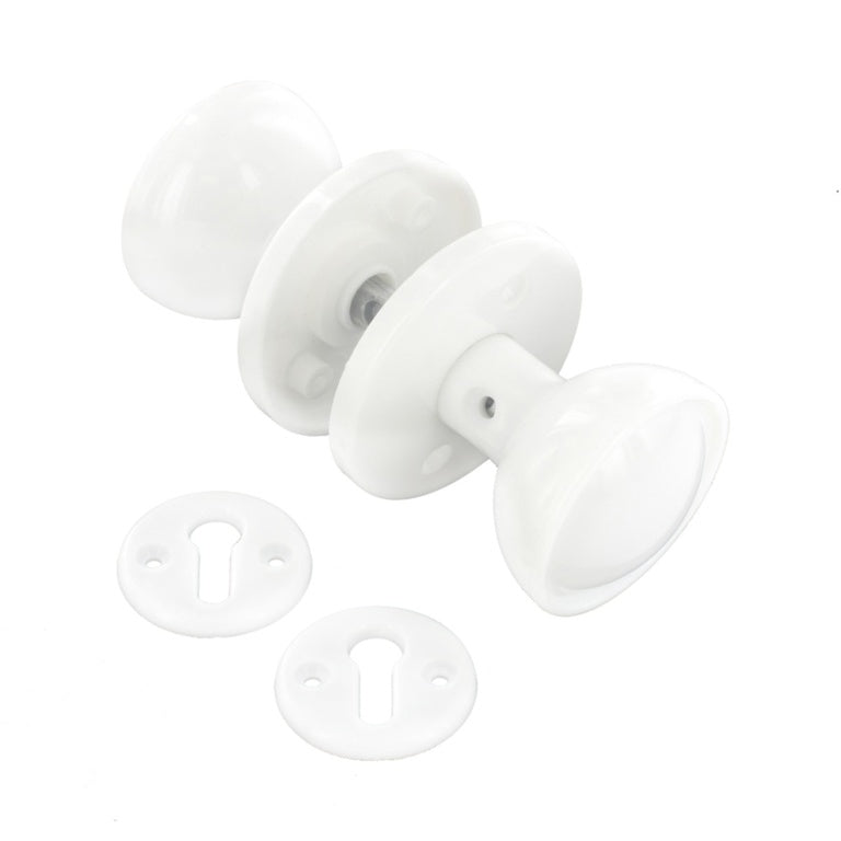 Securit Plastic Mortice Knob Set White