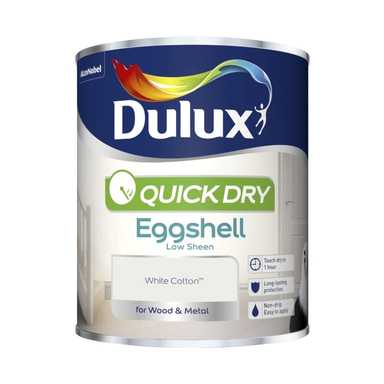 Dulux Quick Dry Eggshell 750ml White Cotton
