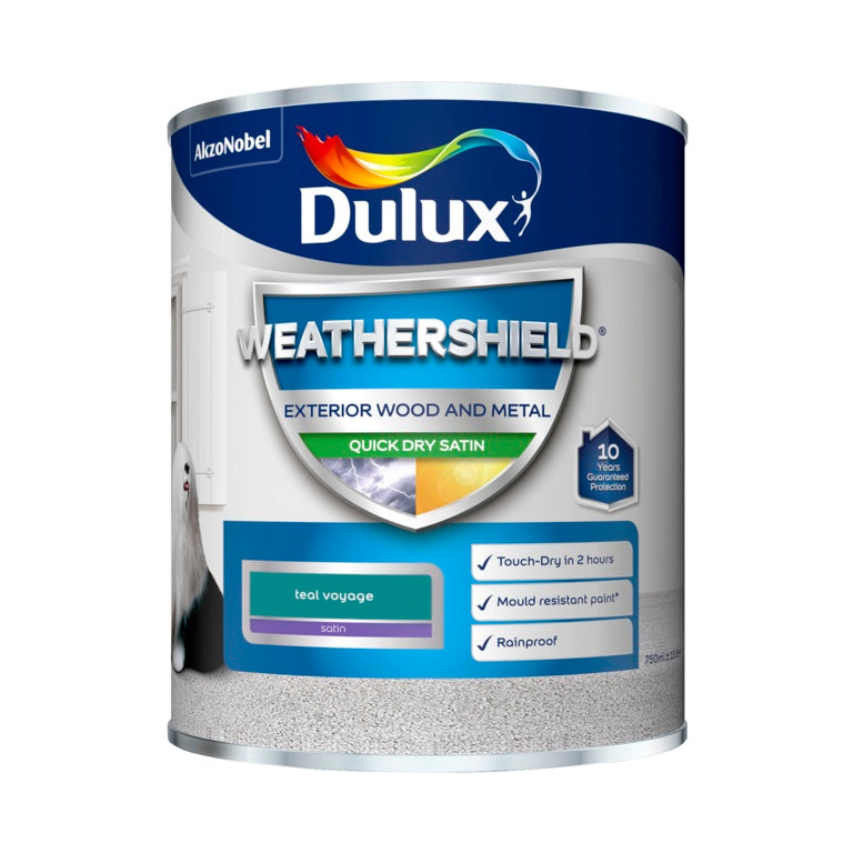Dulux Weathershield Quick Dry Satin 750ml Teal Yoyage