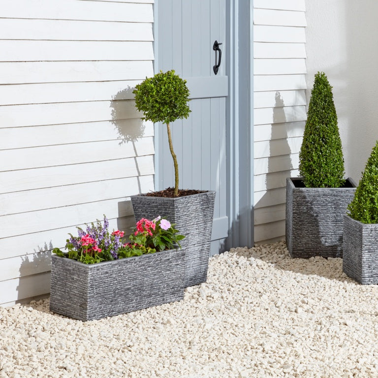 Strata Ash Tall Slate Planter