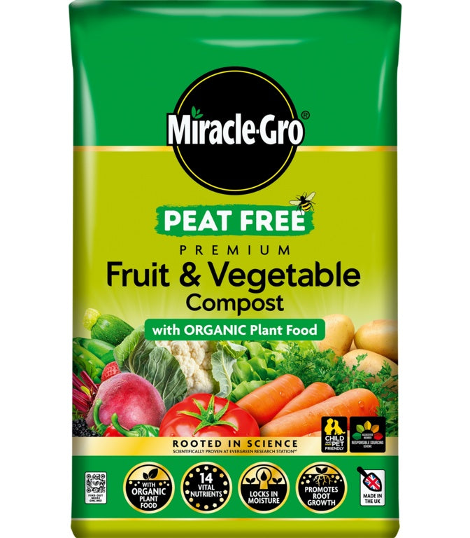 Abono orgánico sin turba para frutas y verduras de Miracle Gro