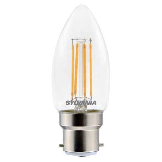 Lampe bougie rétro Sylvania transparente 470 lumens B22