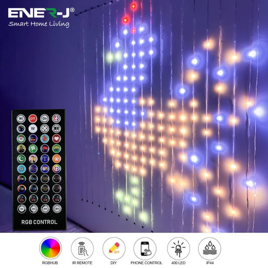 ENER-J Smart Colour Changing Curtain Fairy Lights