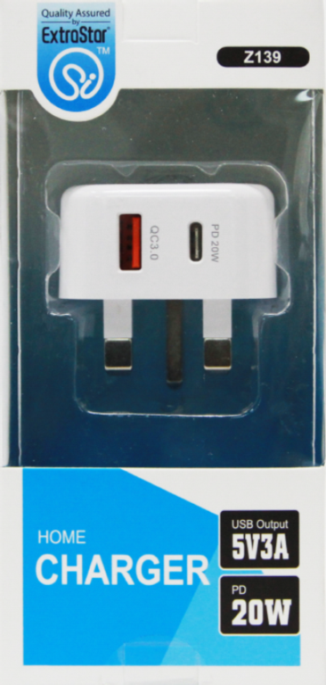 Chargeur de prise domestique Extrastar USB + Type C