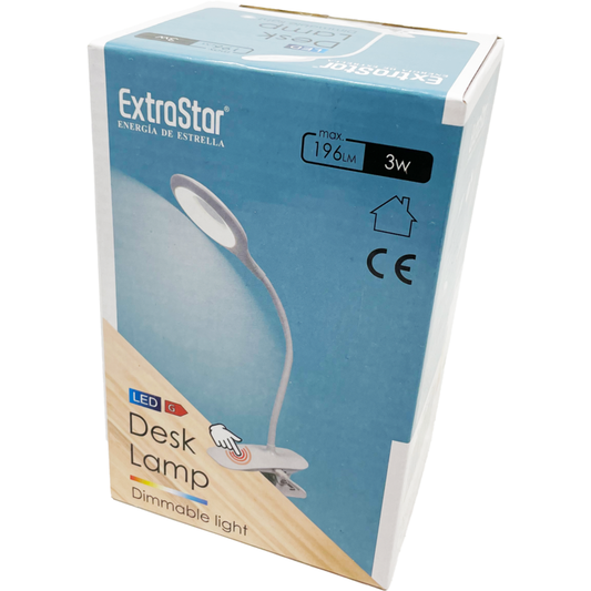 Lámpara de escritorio regulable con clip Extrastar y USB