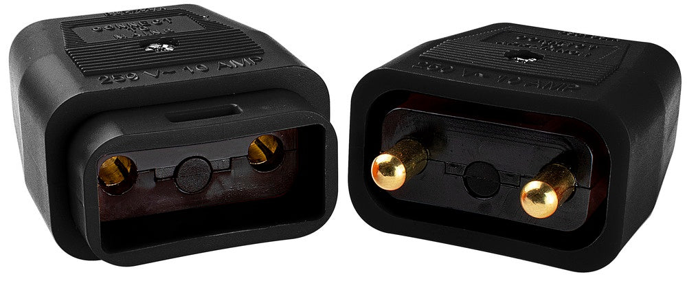 Masterplug 2 x 10 Amp 2 Pin Heavy Duty Rev Connector Black