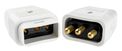 Conector N/Rev de alta resistencia Luceco de 2x10 amperios y 2 pines