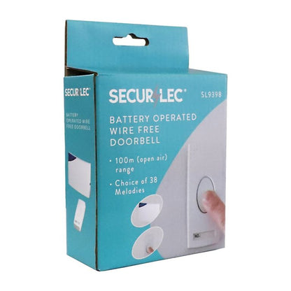 Securlec Battery Operated Wirefree Door Bell & 1 Chime 100m