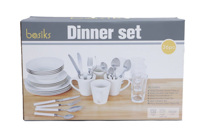 Basiks White Porcelain Dinner Set