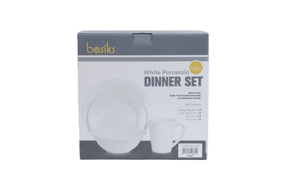 Basiks White Porcelain Dinner Set