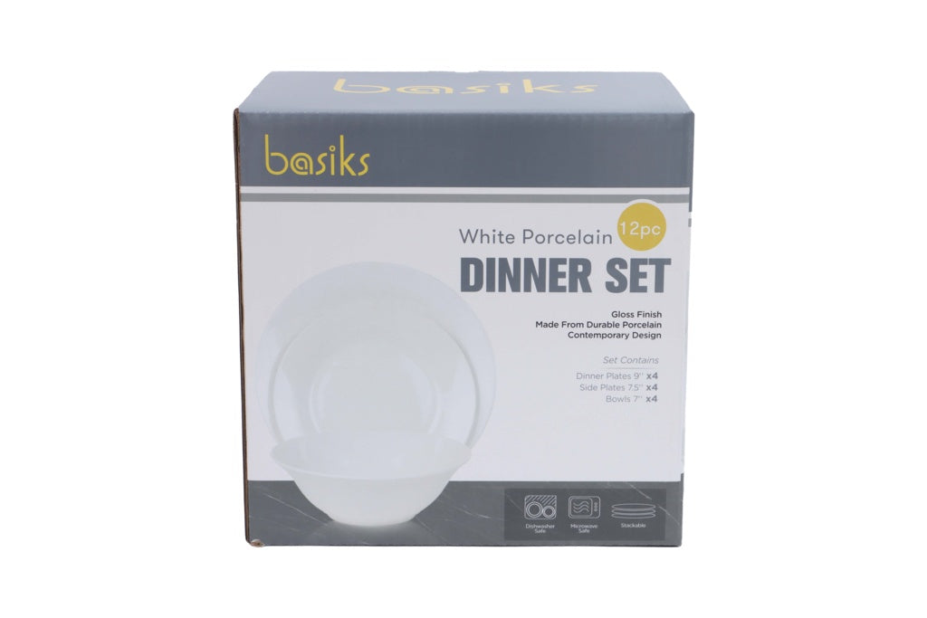 Basiks White Porcelain Dinner Set