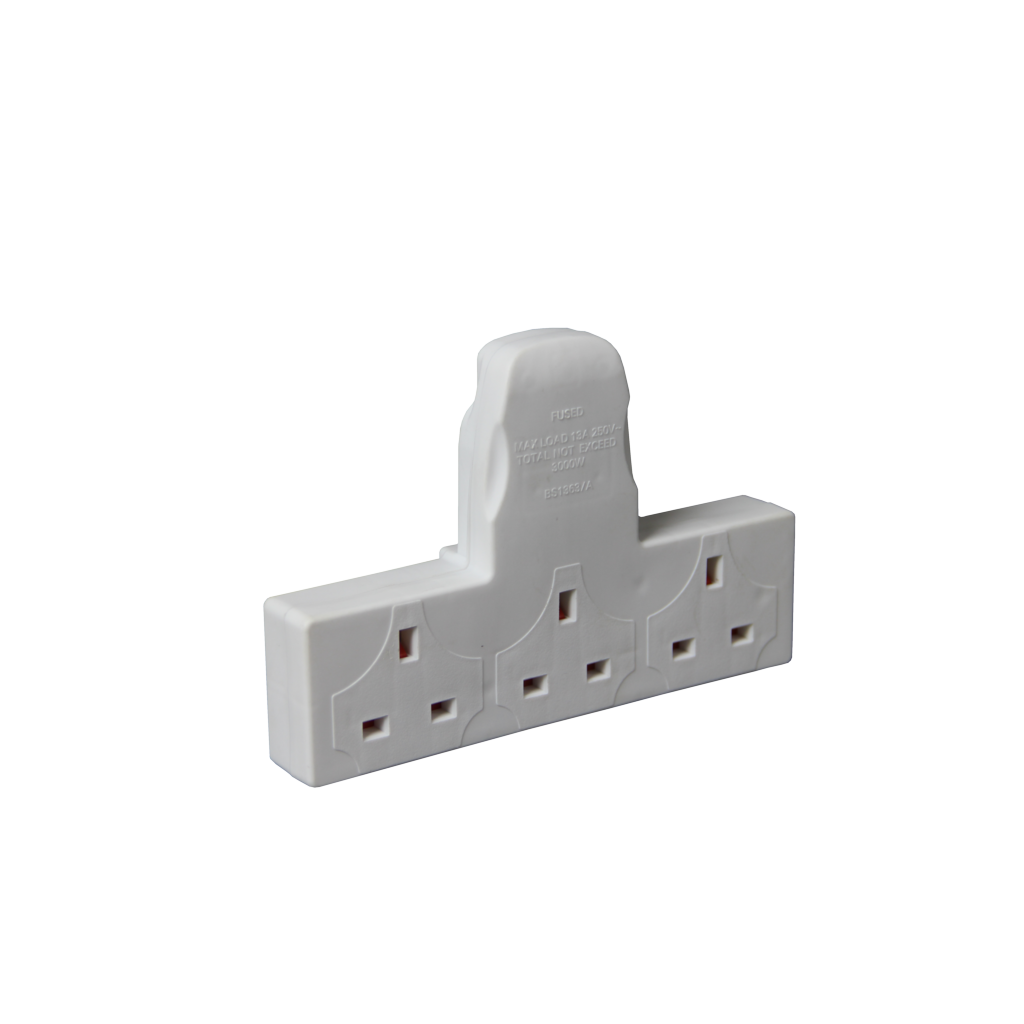 Securlec T Shaped 3 Way Plug In Adaptor