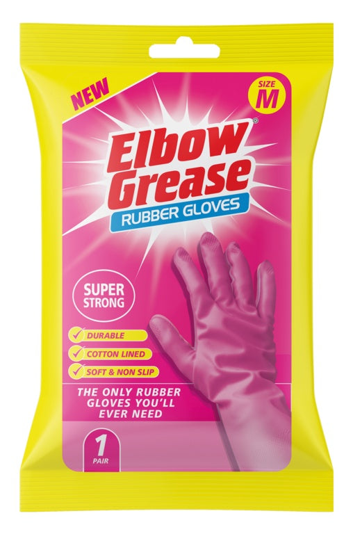 Elbow Grease Pink Super Strong Rubber Gloves