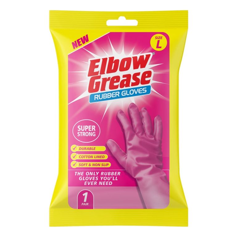 Elbow Grease Pink Super Strong Rubber Gloves