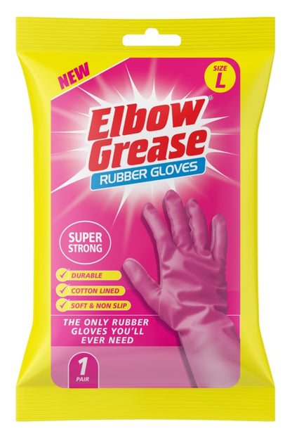 Elbow Grease Pink Super Strong Rubber Gloves