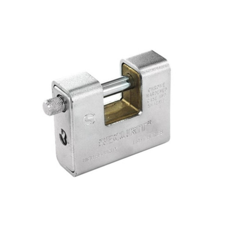 Securit Armoured Padlock Brass & Matt Chrome