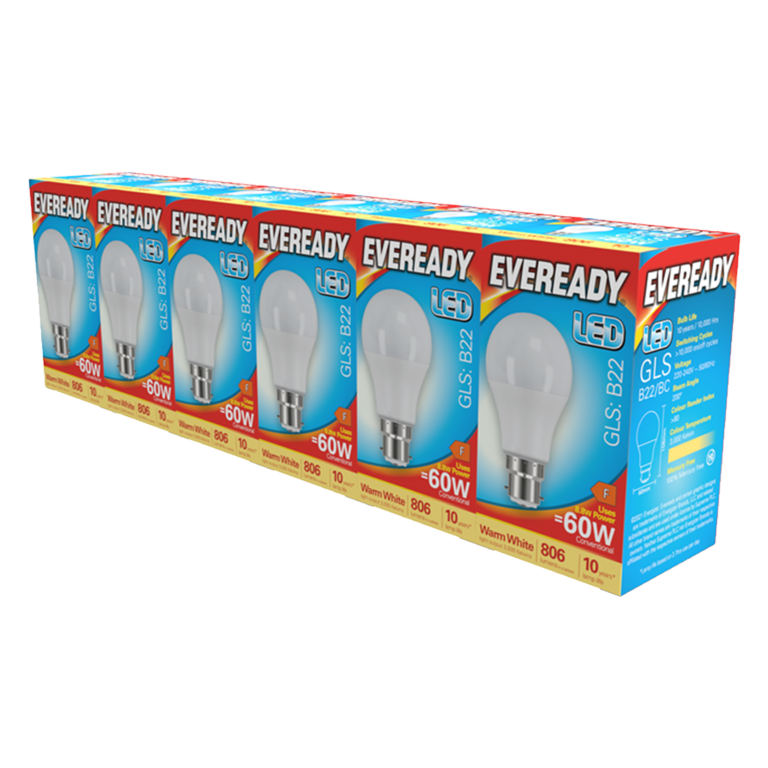 Eveready LED GLS BC B22 Pack 6