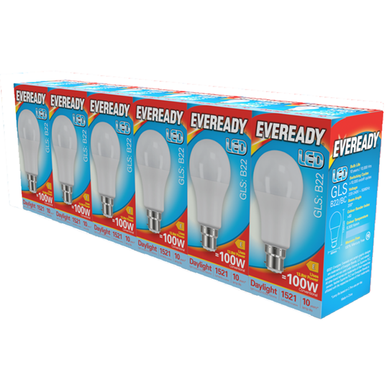 Eveready LED GLS BC B22 Pack 6