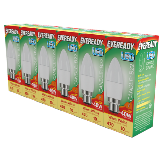 Eveready LED BC Candle B22 Pack 6