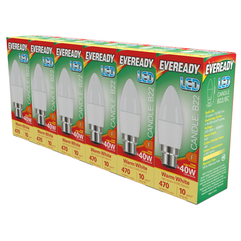 Eveready LED BC Candle B22 Pack 6