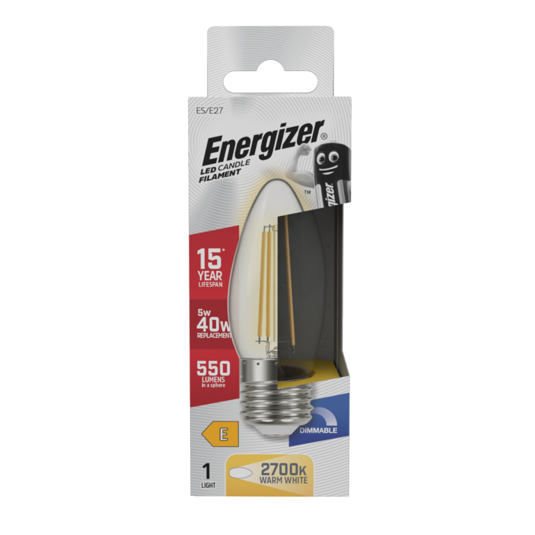 Energizer Filament LED Candle E27 Dimmable 5w