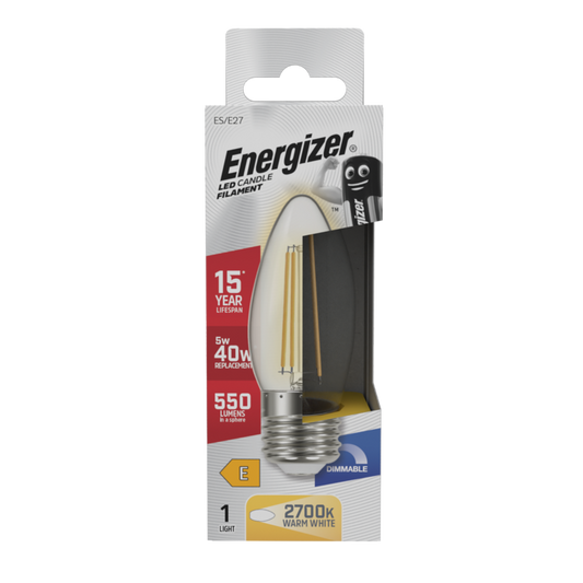 Energizer Filament LED Candle E27 Dimmable 5w