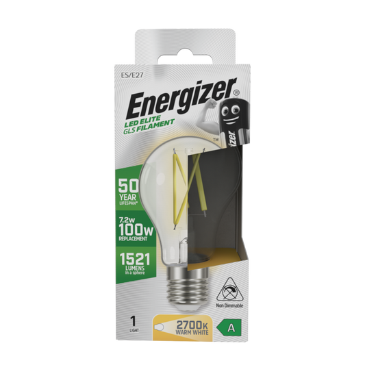 Energizer E27 A Rated GLS 2700k 7.2w