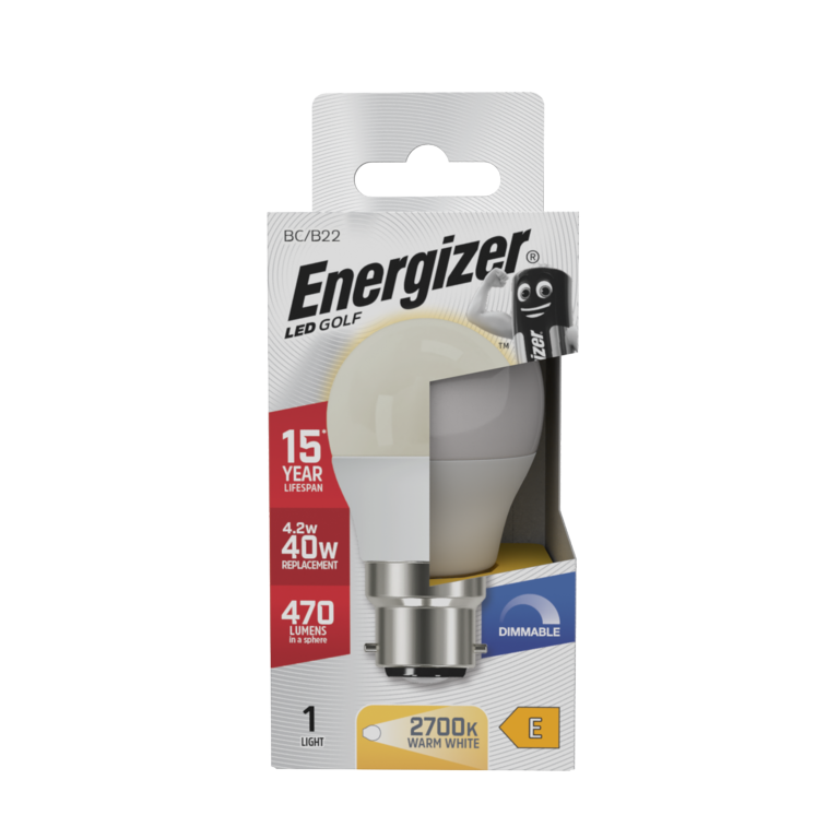 Energizer LED Golf 470lm Opal B22 Dimmable