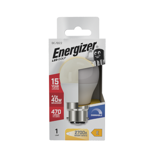 Energizer LED Golf 470lm Opal B22 Dimmable