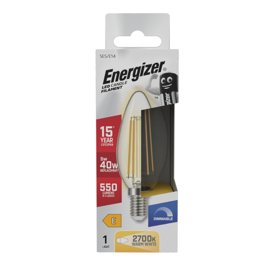 Bougie LED à Filament Energizer 2700k Intensité Variable 5w