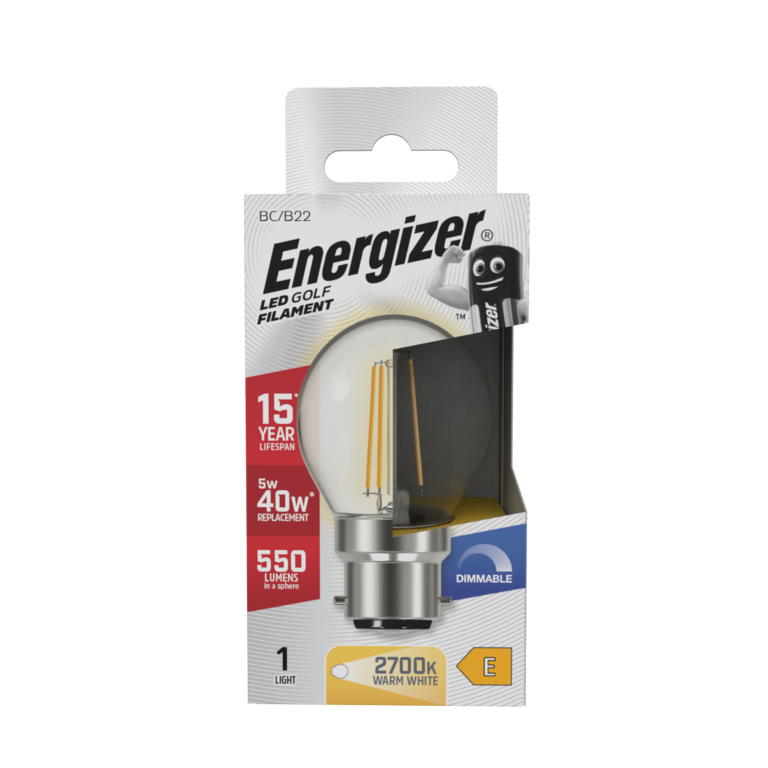 Energizer Filament LED Golf B22 Dimmable 5w
