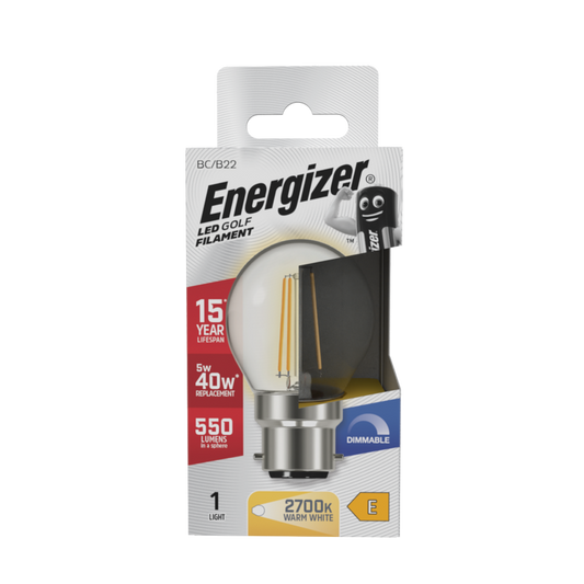 Energizer Filament LED Golf B22 Dimmable 5w