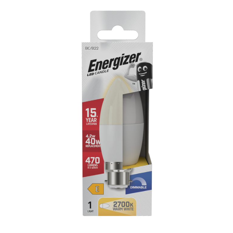 Energizer LED Candle 470lm Opal B22 Dimmable