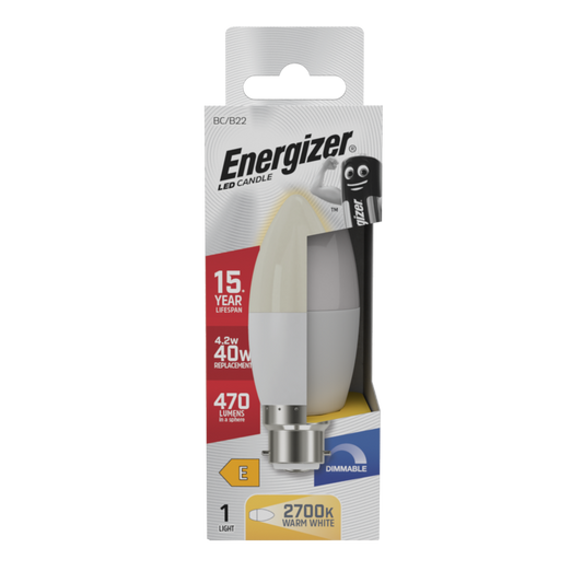 Energizer LED Candle 470lm Opal B22 Dimmable