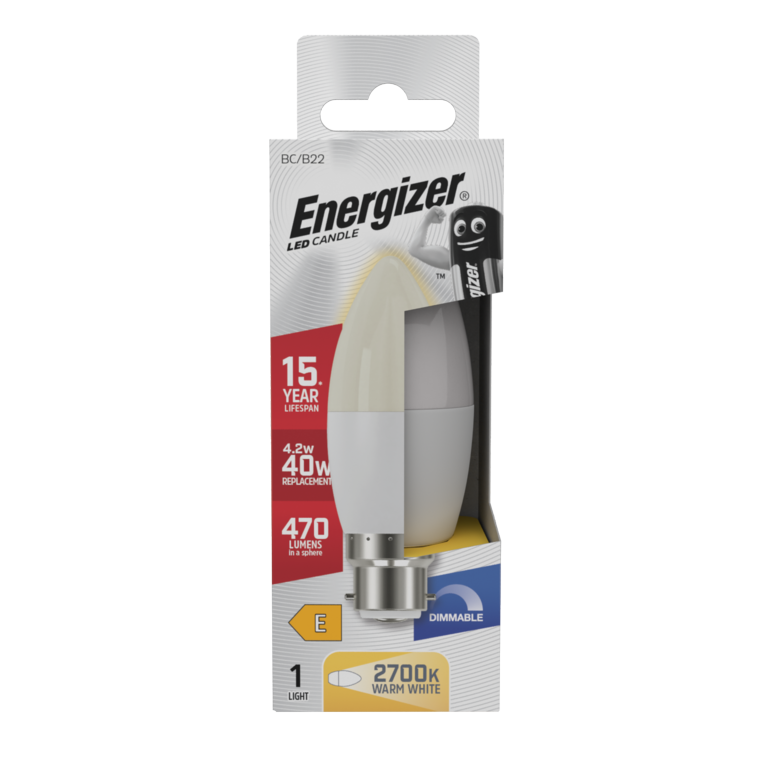 Bougie LED Energizer 470lm Opale B22 Intensité variable