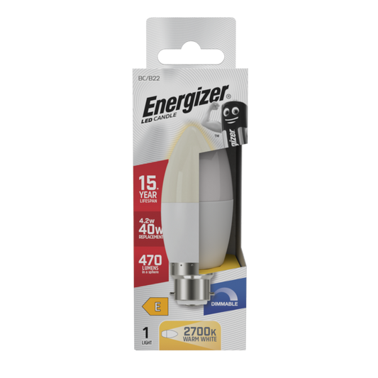 Bougie LED Energizer 470lm Opale B22 Intensité variable