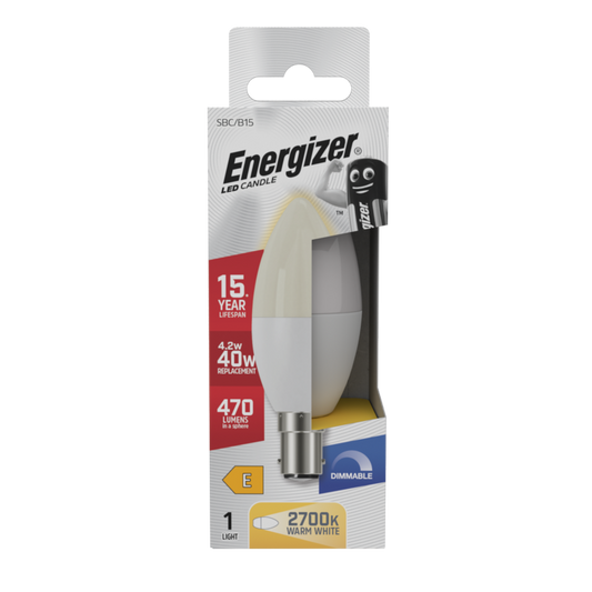 Energizer LED Candle 470lm Opal B15 Dimmable