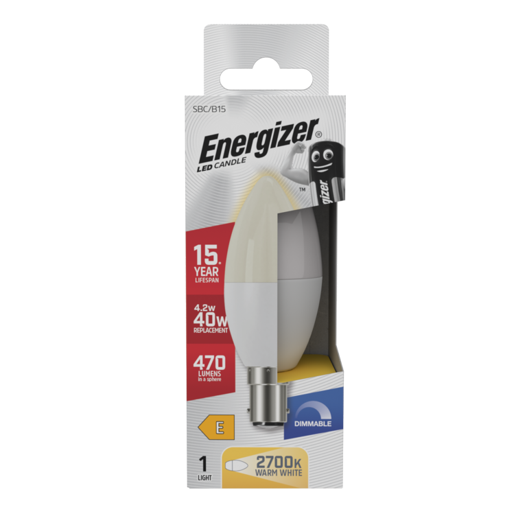 Energizer LED Candle 470lm Opal B15 Dimmable