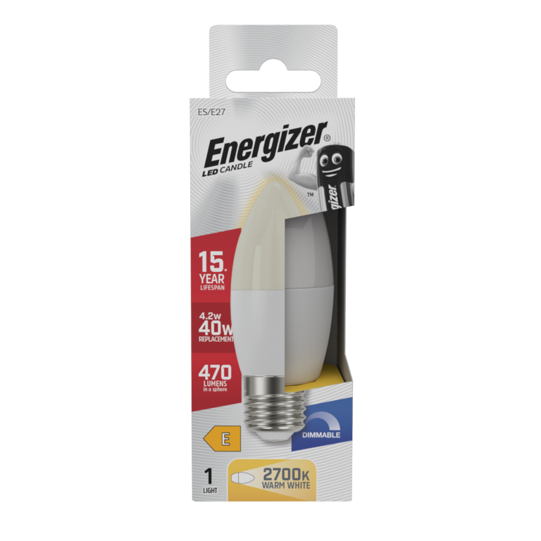 Energizer LED Candle 470lm Opal E27 Dimmable