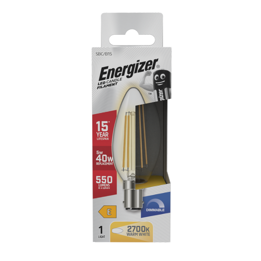 Bougie LED à filament Energizer B15 dimmable 5w