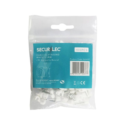 Securlec Cable Clip Flat White