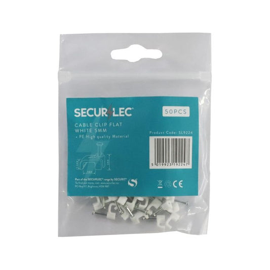 Securlec Cable Clip Flat White