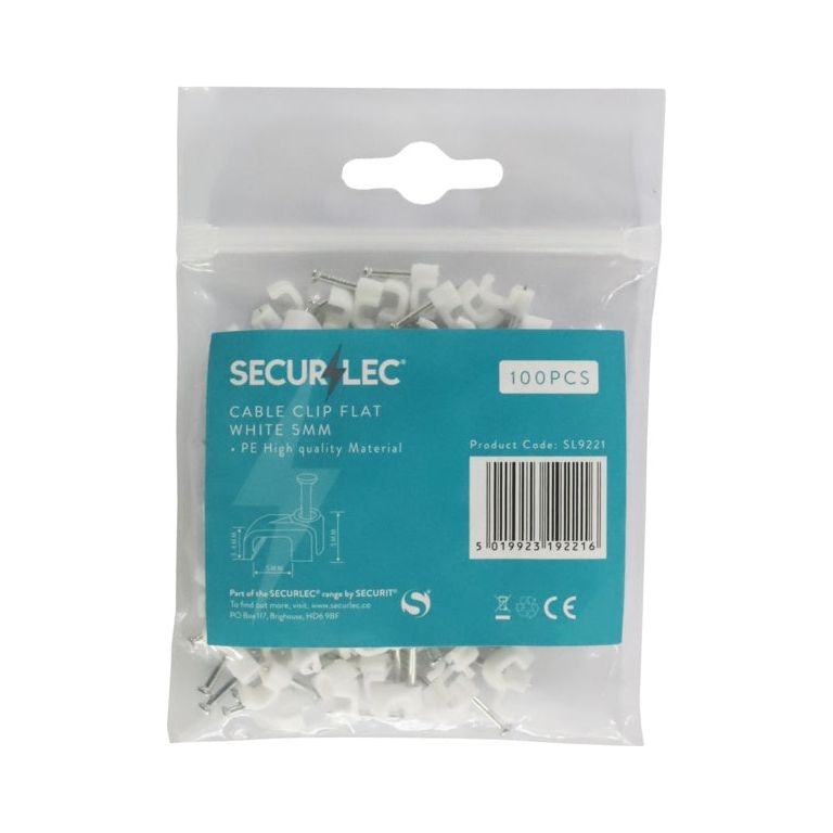 Securlec Cable Clip Flat White