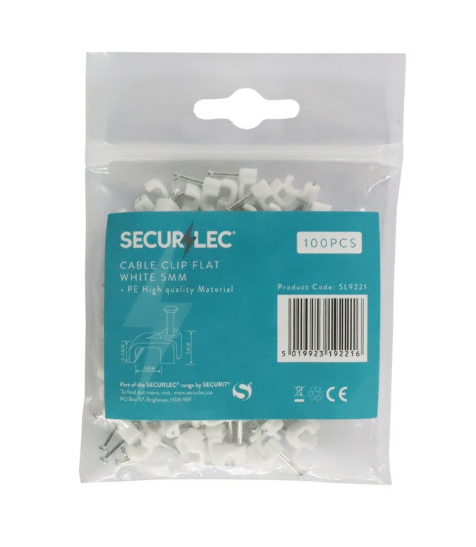 Securlec Cable Clip Flat White